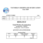 2019 Kilbaha VCE Biology Trial Examination